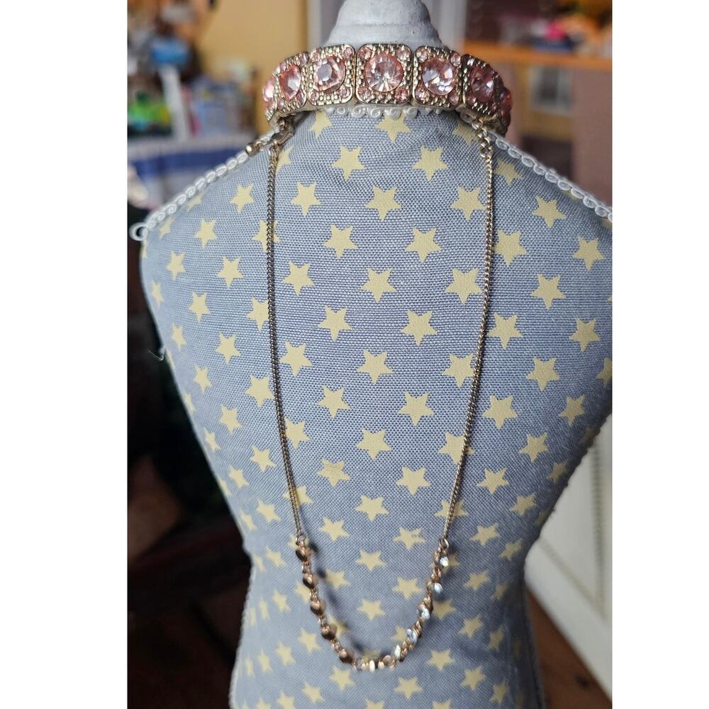 Sparkling Gold & Rose Gold Pink Rhinestone Bracelet Set